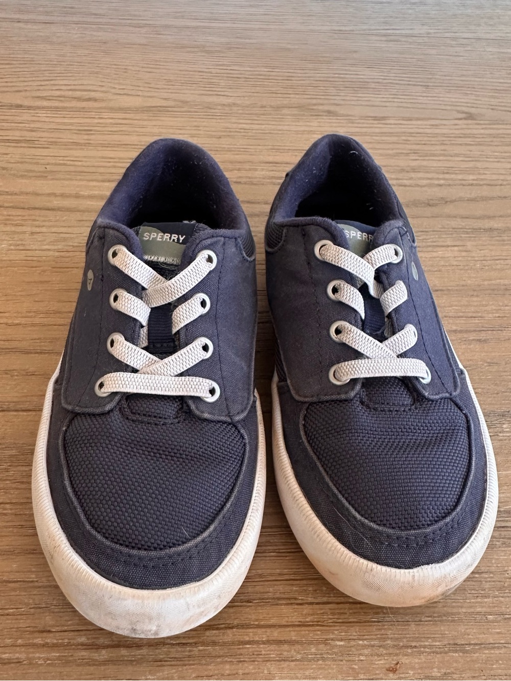 Sperry Kids Navy Blue Canvas Sneakers Lace Up Shoes Size 1
